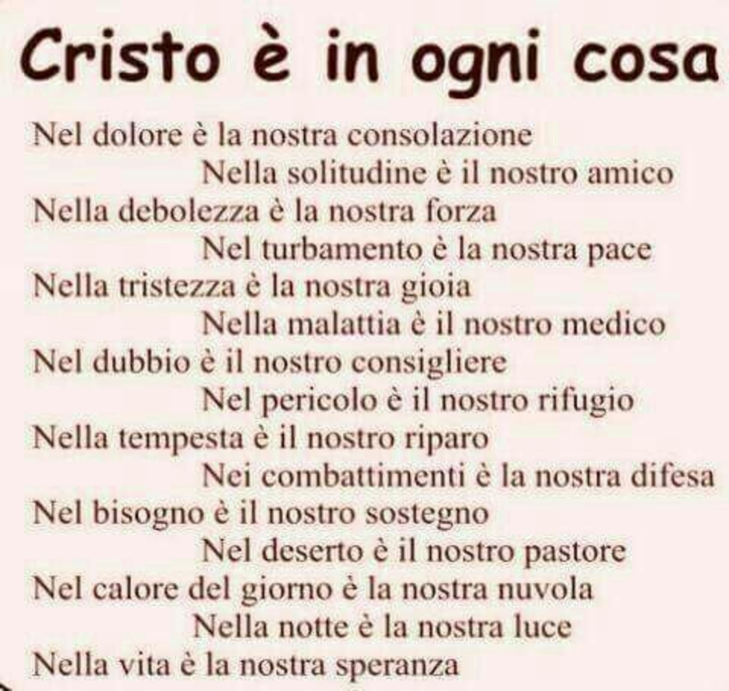 Cristo è in ogni cosa