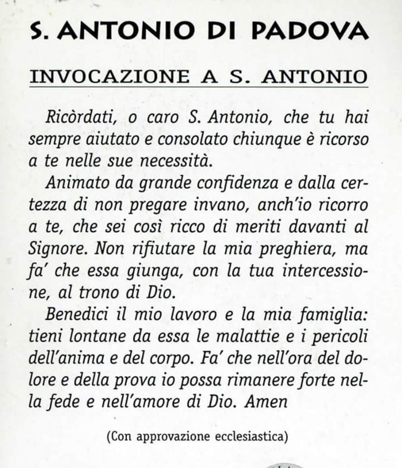 Invocazione a Sant'Antonio da Padova