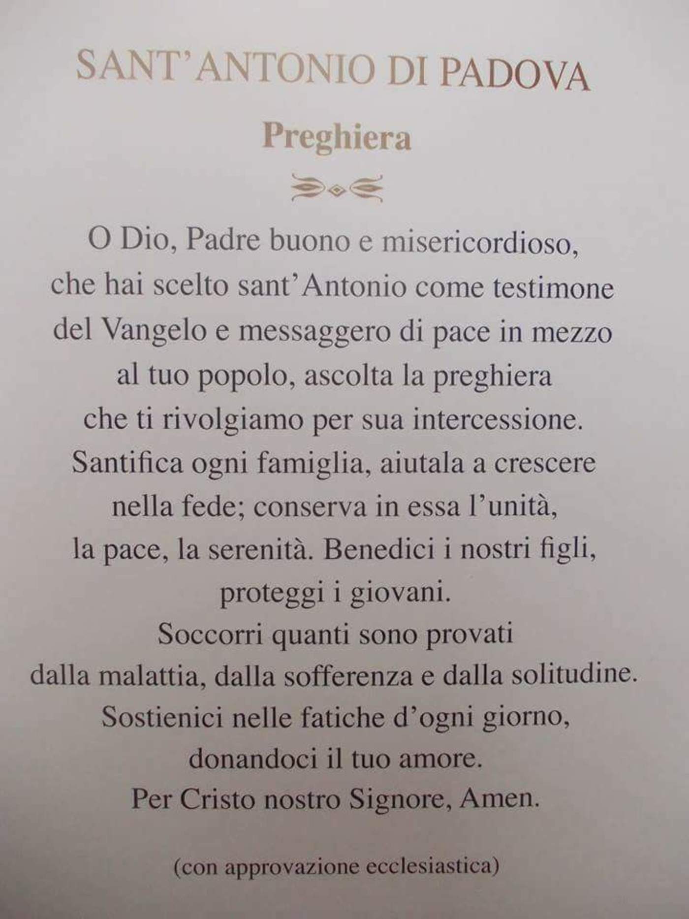 Preghiera a Sant'Antonio da Padova