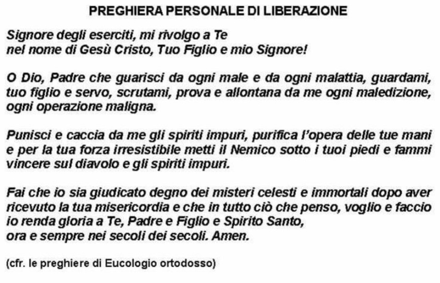 Preghiera Personale Di Liberazione Buongiornocongesu It