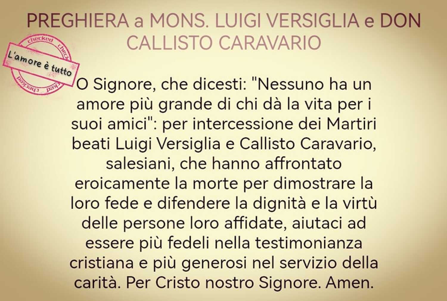 Preghiera ai martiri Luigi Versiglia e Callisto Caravario